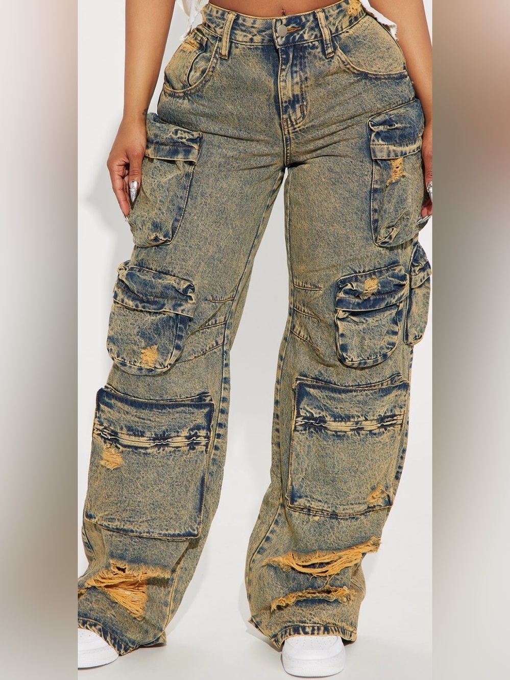 Fashion Nova  Washed Cargo Jeans